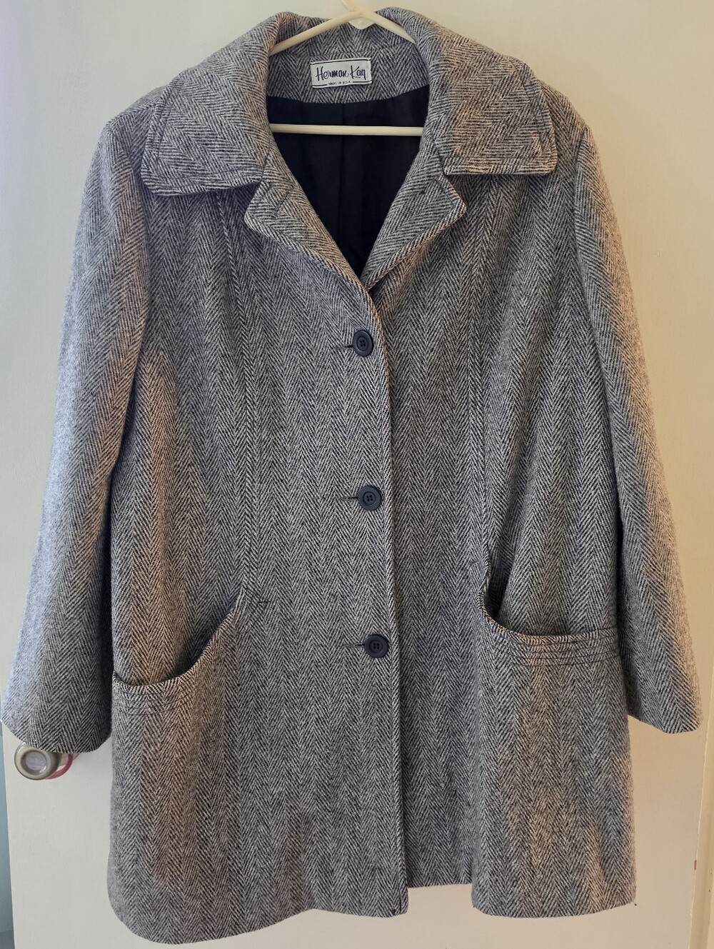 Like New Vintage Herman Kay Wool Blend Herringbone Coat